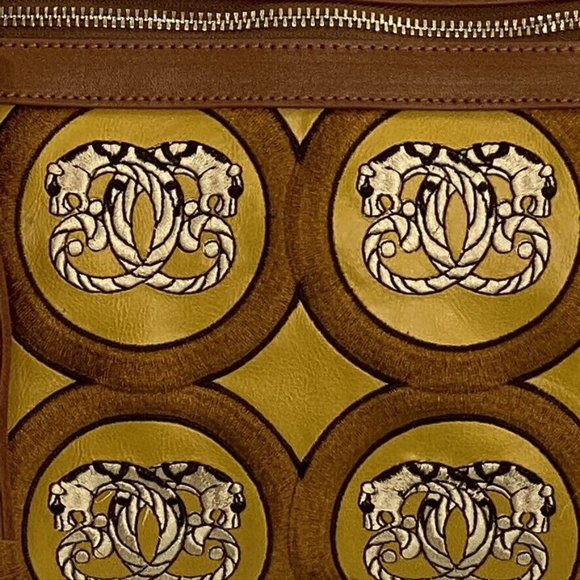 Vintage Sharif Handbag Crossbody Shoulder Purse Africa Jungle Embroidery Leather - Picture 11 of 12